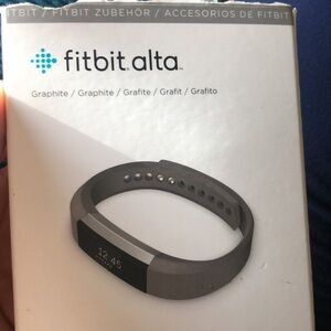FitBit Alta Leather Stainless Clasp Accessory Band Color is Graphite Size L NiB